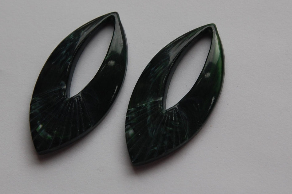 Vintage Green Marbled LuciteTeardrop Pendant Drops Italy (2) pnd019E