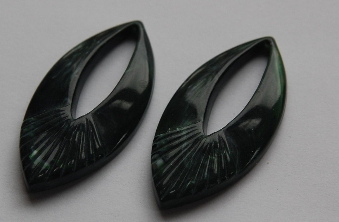 Vintage Green Marbled LuciteTeardrop Pendant Drops Italy (2) pnd019E