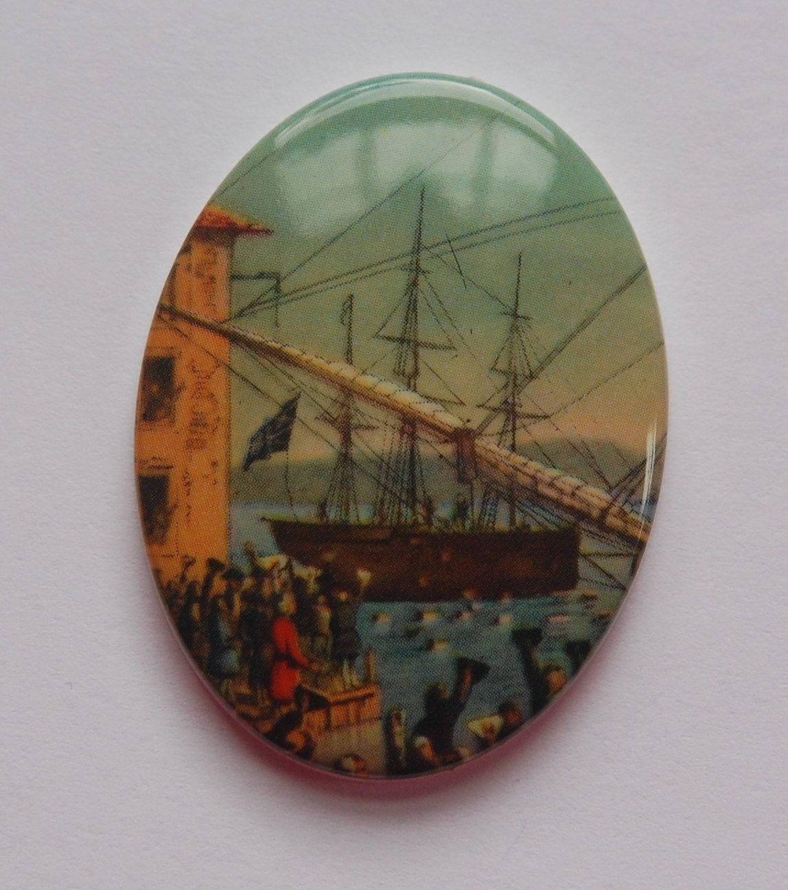 Boston Tea Party Ship Cabochon 40mm x 30mm cab378H