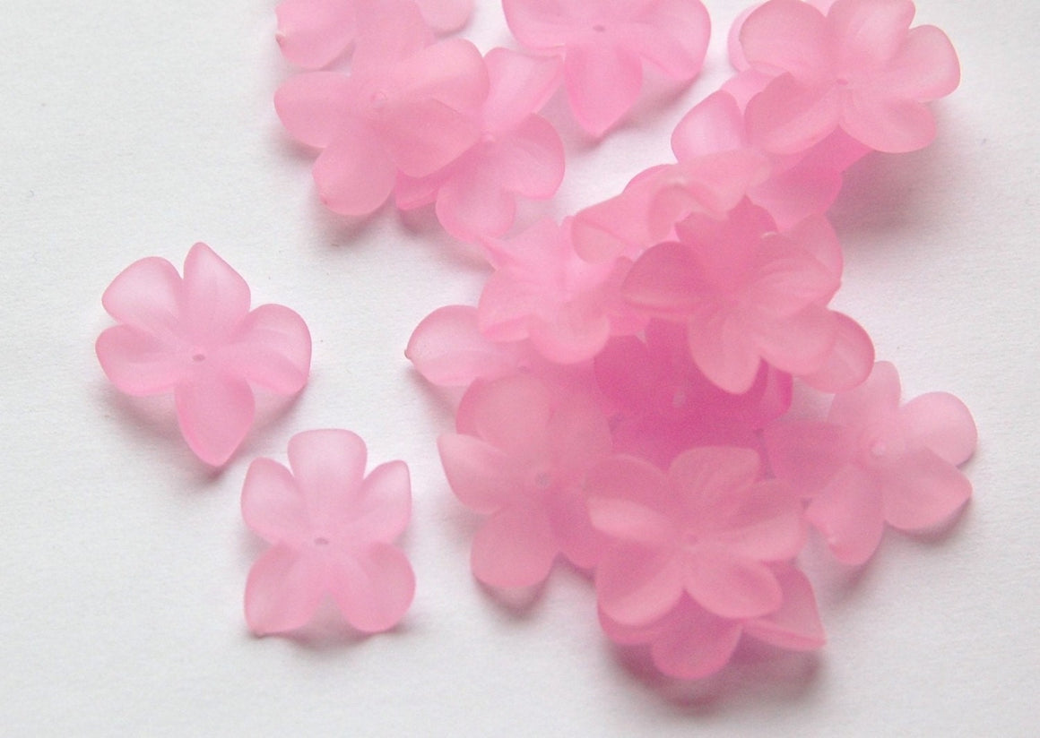 German Lucite Flowers Beads Matte Pink (6) bds873E