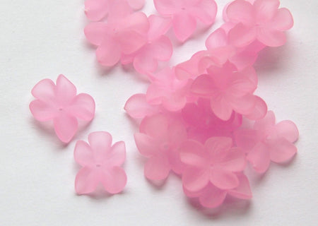 German Lucite Flowers Beads Matte Pink (6) bds873E