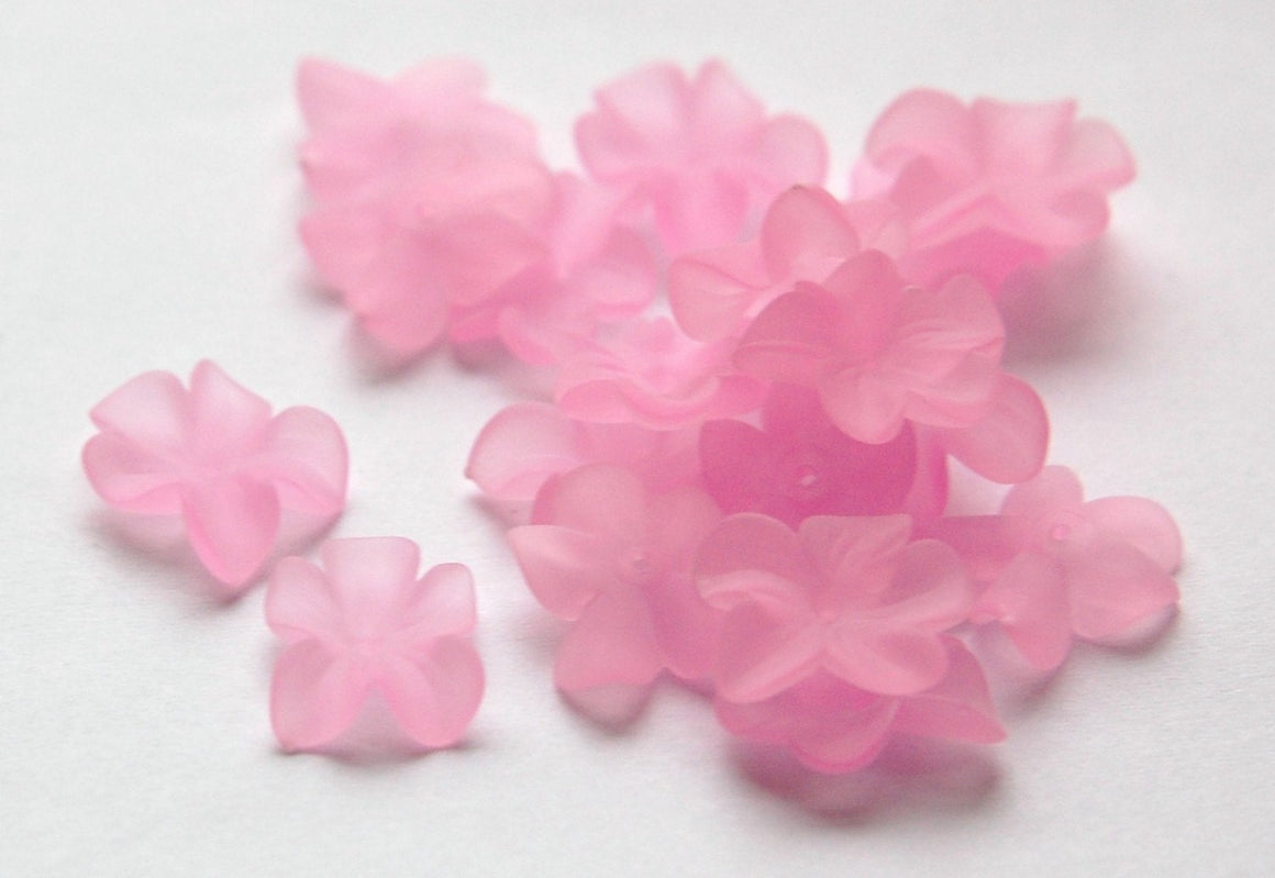 German Lucite Flowers Beads Matte Pink (6) bds873E