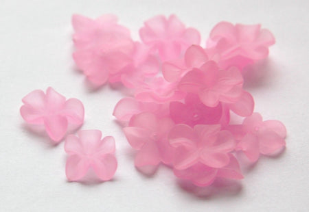German Lucite Flowers Beads Matte Pink (6) bds873E