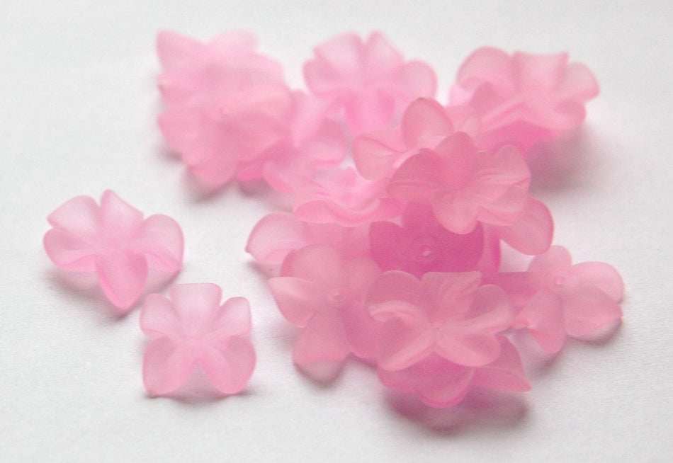 German Lucite Flowers Beads Matte Pink (6) bds873E