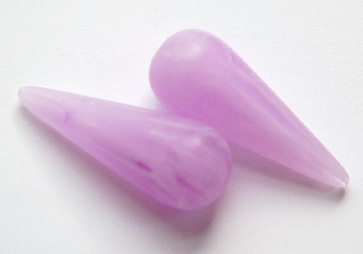 Vintage Italian Lucite Purple with White Swirled Teardrop Focal Beads bds917E