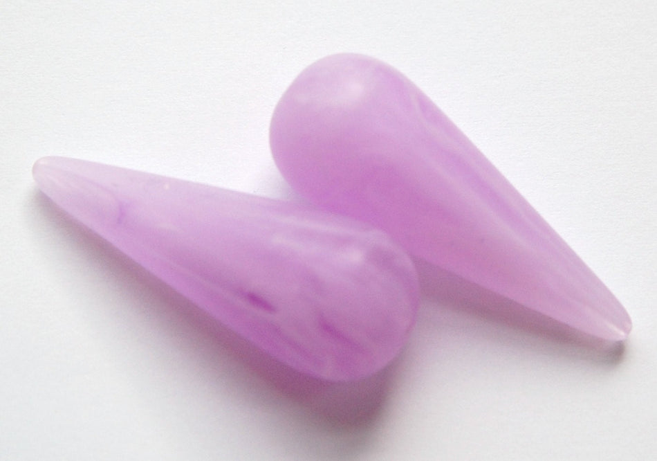 Vintage Italian Lucite Purple with White Swirled Teardrop Focal Beads bds917E
