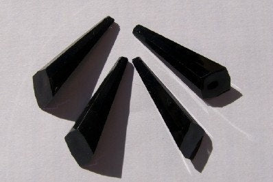 Vintage Black Faceted Angled Prism Pendants Drops Charms Dangles chr058