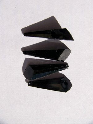 Vintage Black Faceted Angled Prism Pendants Drops Charms Dangles chr058