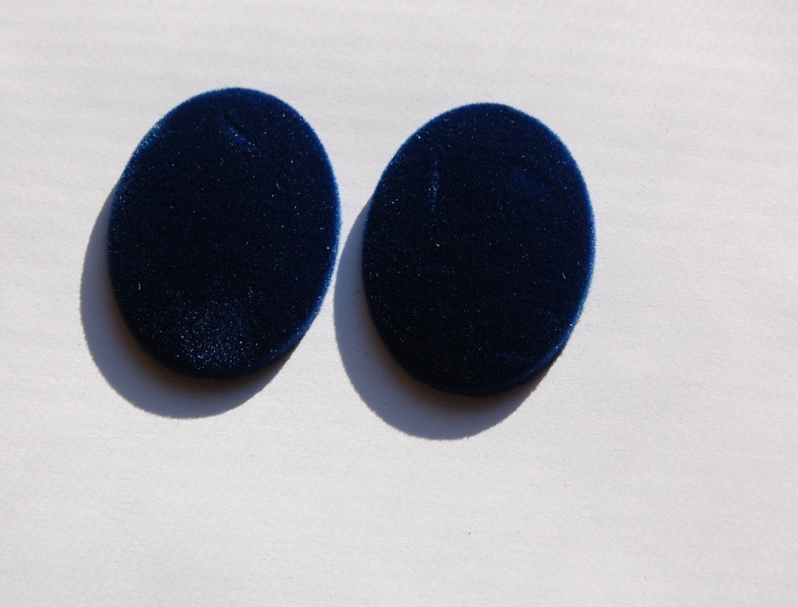 Vintage Blue Velvet Velour Cabochons 40mm x 30mm cab433B