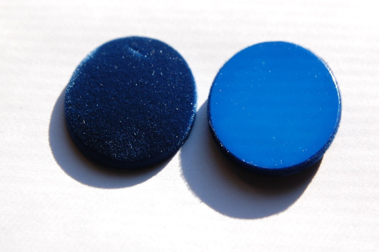 Vintage Blue Velvet Velour Cabochons 40mm x 30mm cab433B