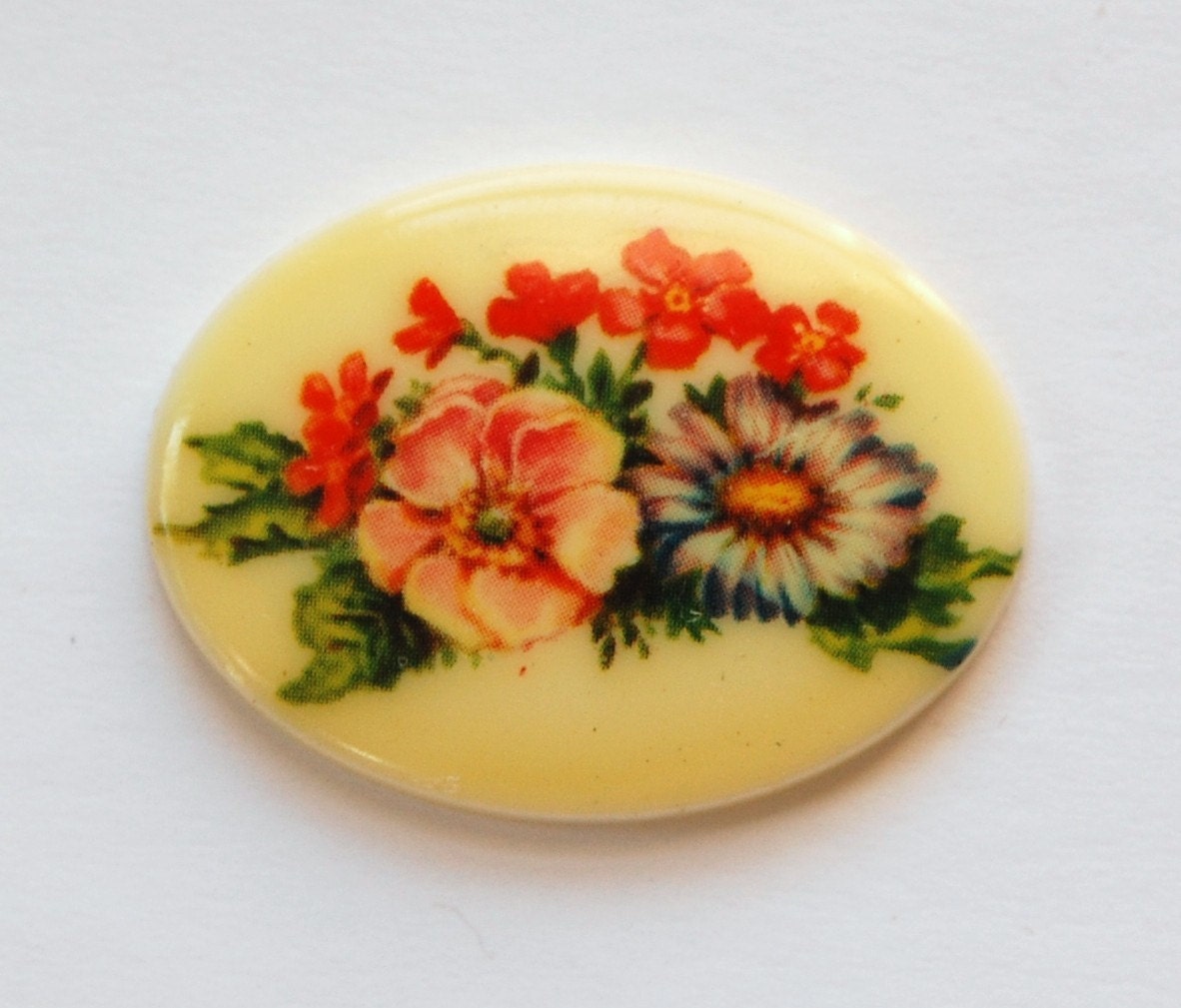 Vintage Mixed Flower Cabochon 40x30mm cab746F