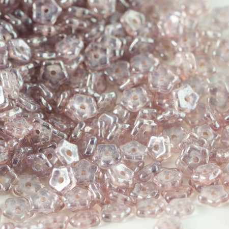 5mm Light Amethyst Lustered Czech Daisy Flower Glass Beads (50)