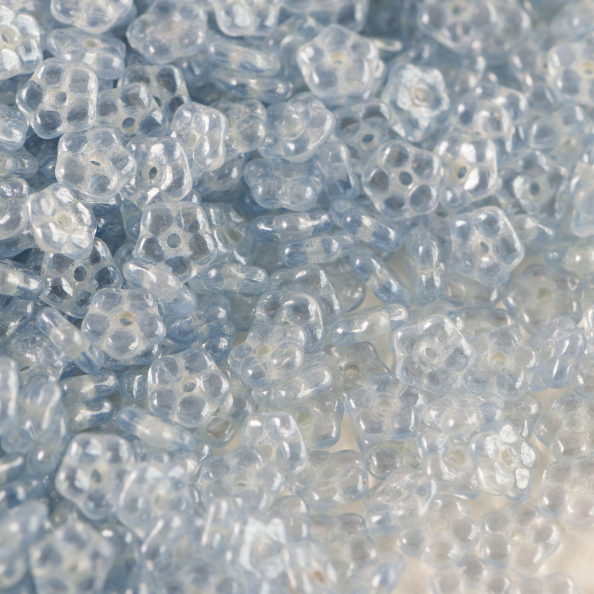 5mm Light Sapphire Lustered Czech Daisy Flower Glass Beads (50)