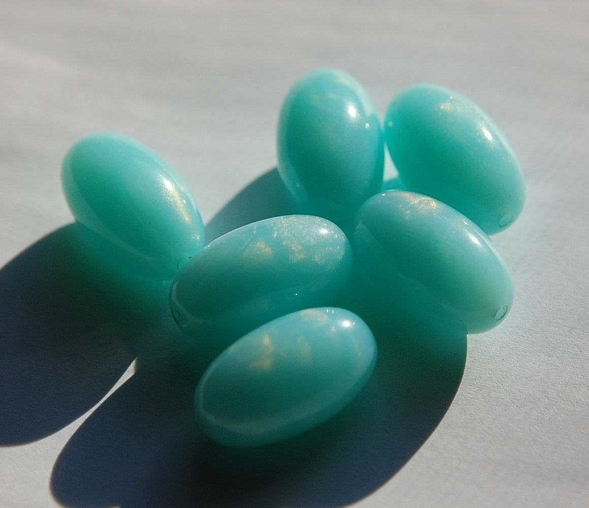 Vintage Light Blue Opal Oval Lucite Beads (4) bds817B