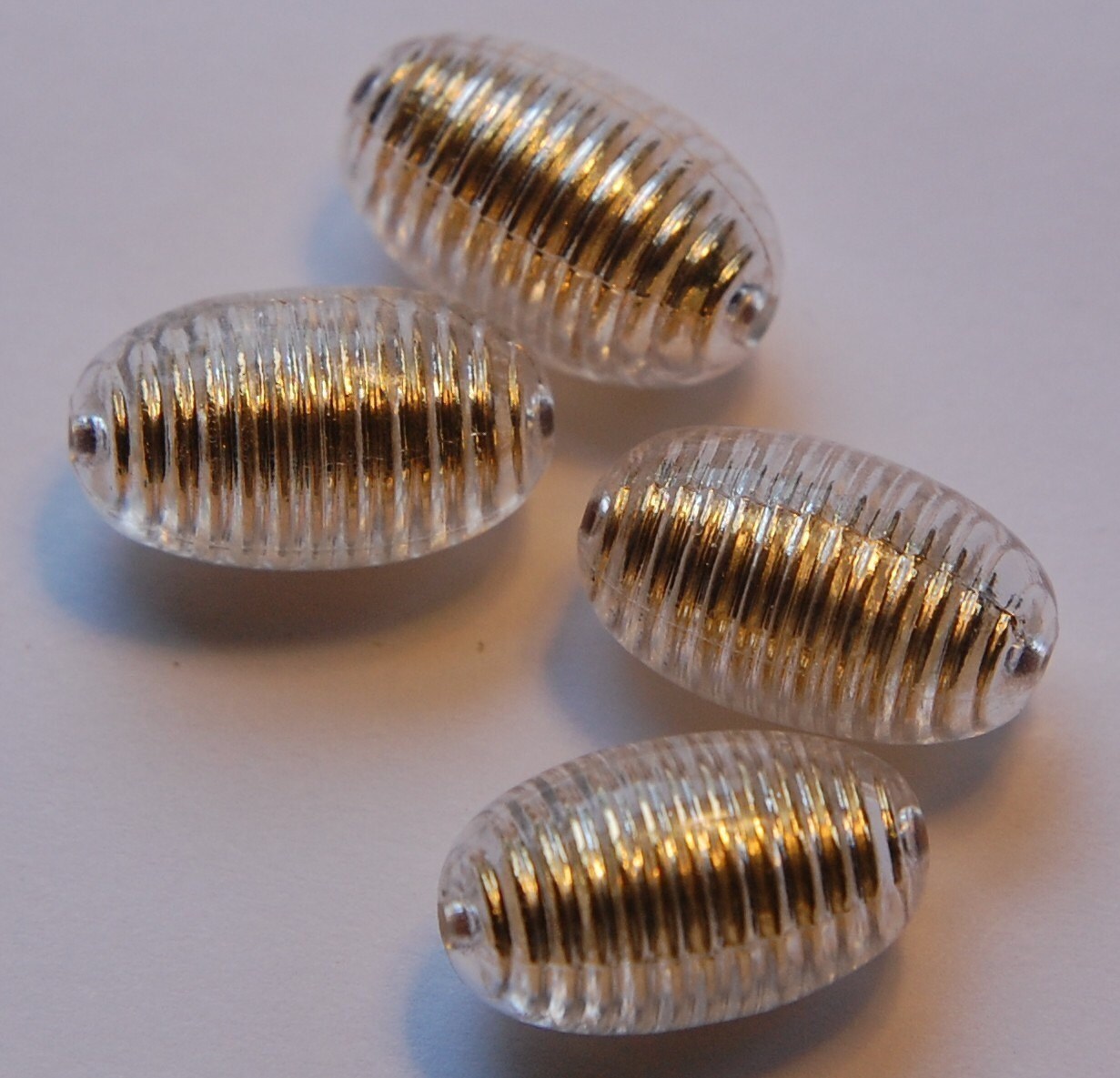 Gold Metallic Smooth Ribbed Vintage Barrel Beads bds781D