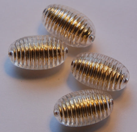 Gold Metallic Smooth Ribbed Vintage Barrel Beads bds781D
