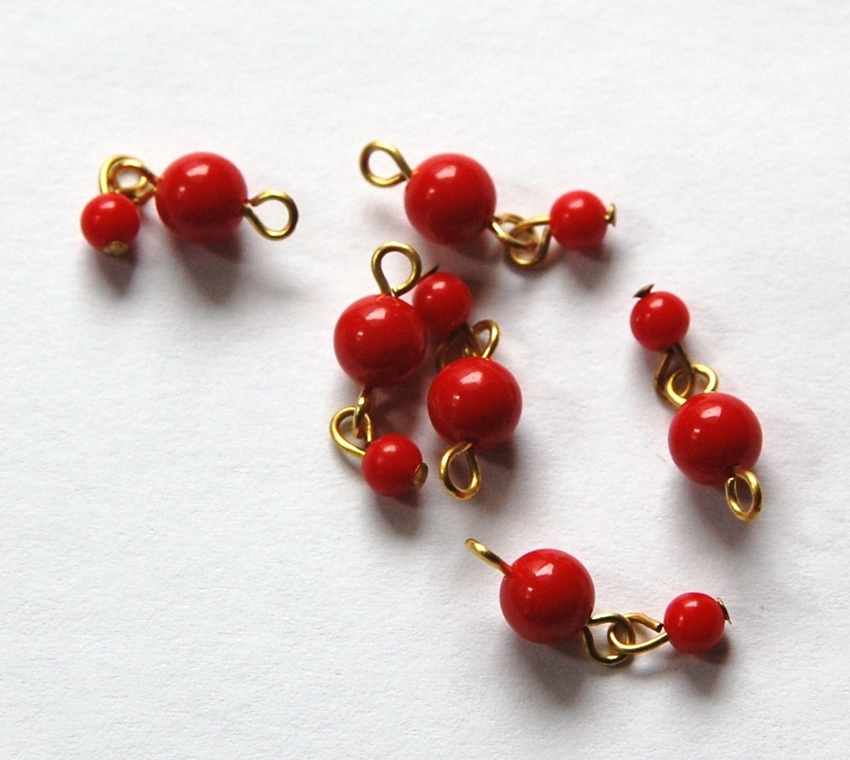 Vintage Acrylic Red Beaded Drops Japan drp020