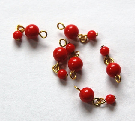Vintage Acrylic Red Beaded Drops Japan drp020