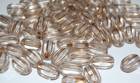 Vintage Style Acrylic Crystal and Gold Oval Melon Beads 14x9mm (8) bds465B