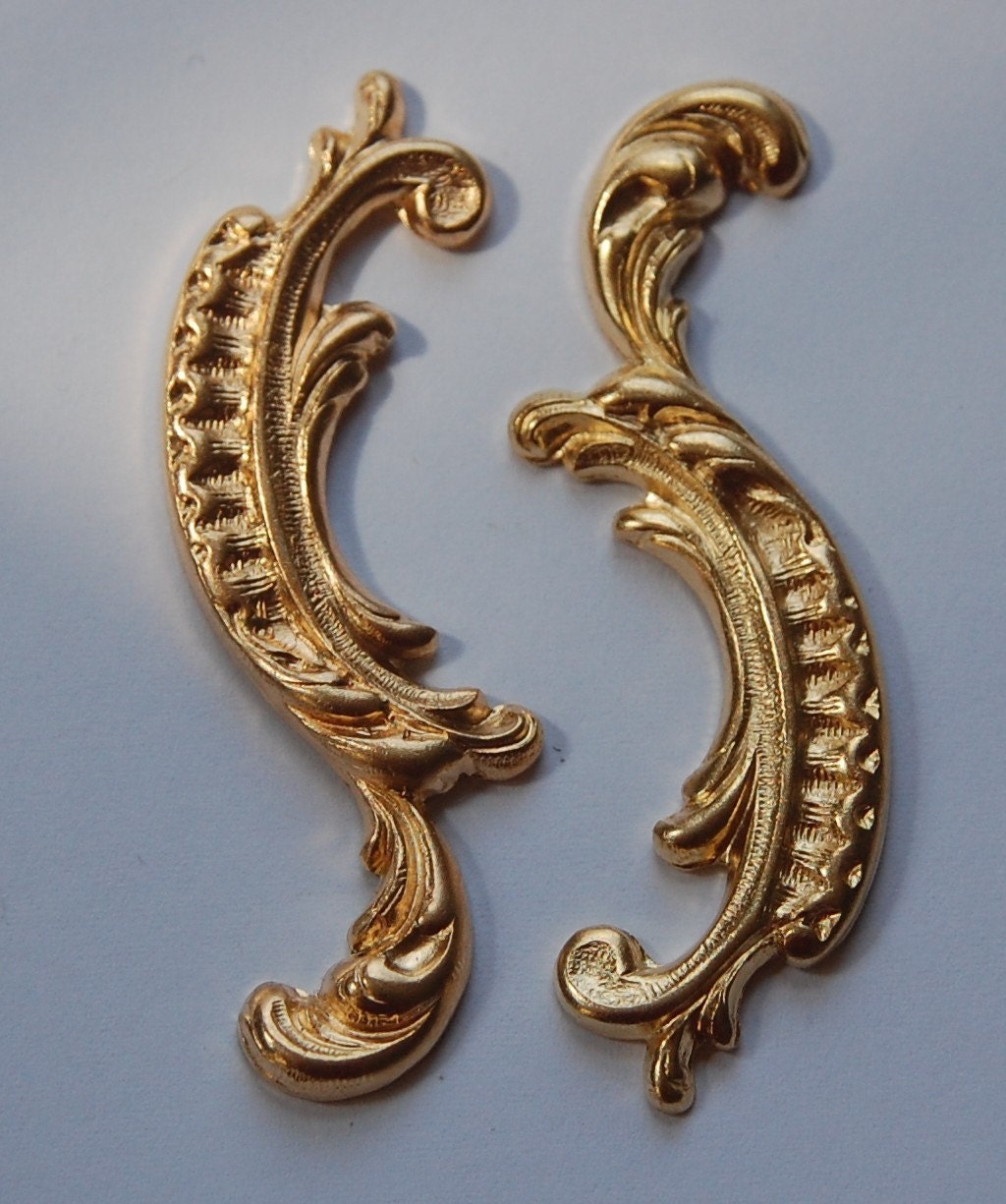 Gold Plated Brass Scrolled Stampings mtl230