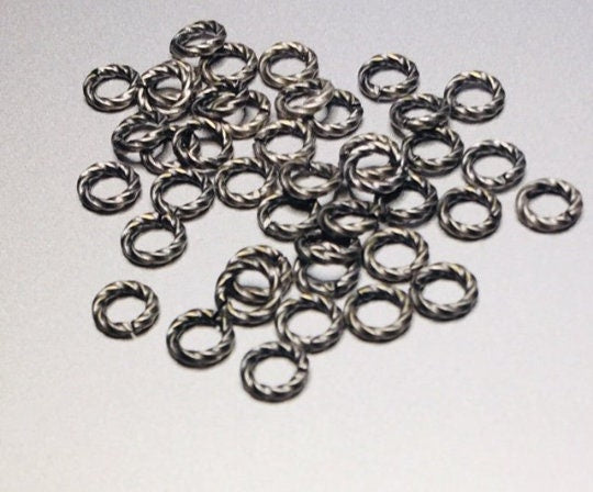 144pc/6mm Antique Silver Plated Twist Open Jump Rings 18G