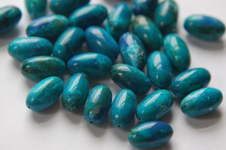 Vintage Italian Blue Marbled Lucite Beads 14mm Oval bds713