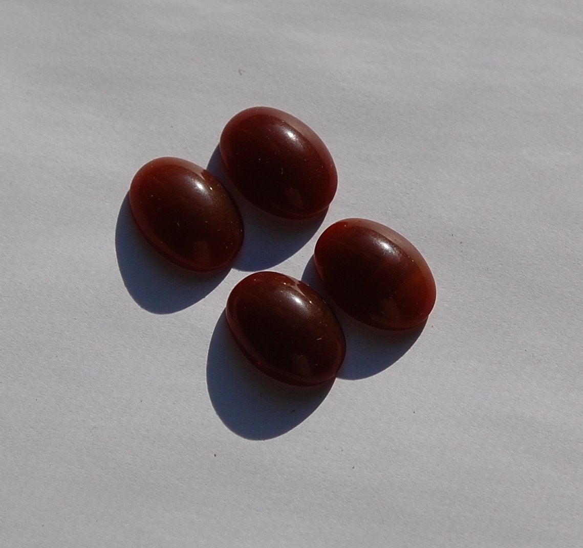 Vintage Carnelian Glass Cabochons 18mm x 13mm cab578L