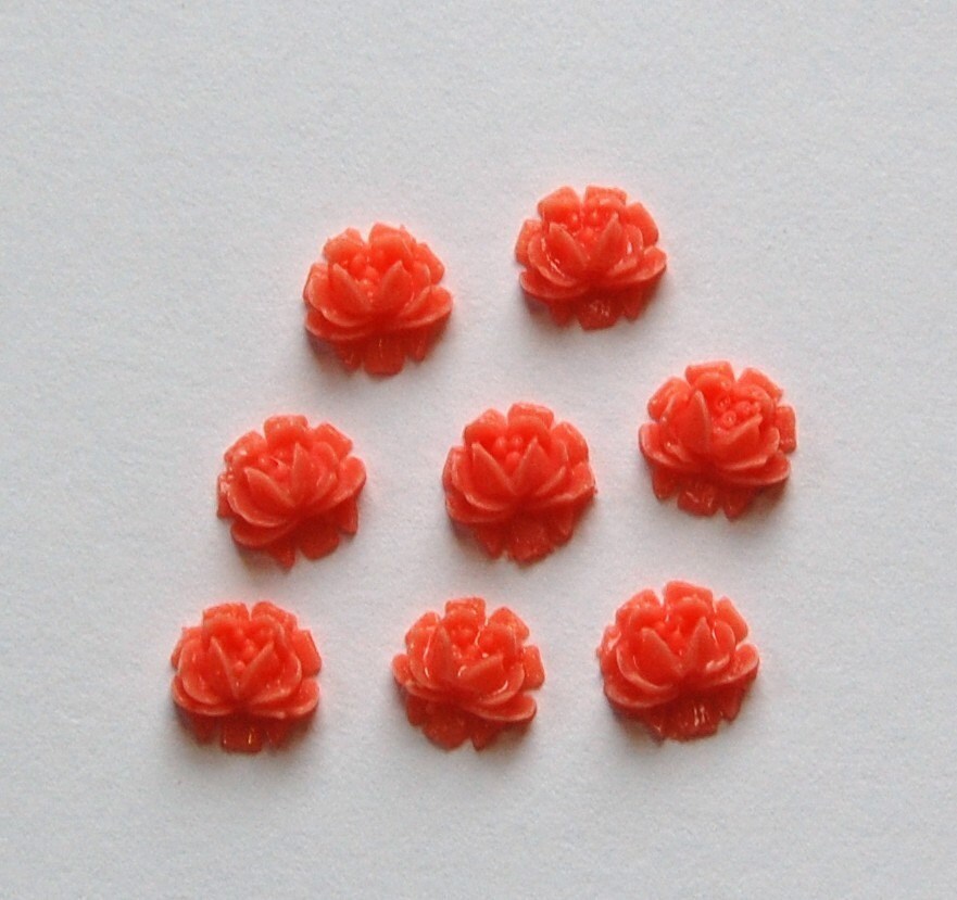 Vintage Style Coral Etched Flower Cabochon 6.5mm (8) cab567B