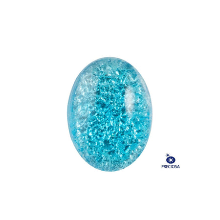 18x13mm Aqua Blue Opal Glass Oval Cabochon (2)