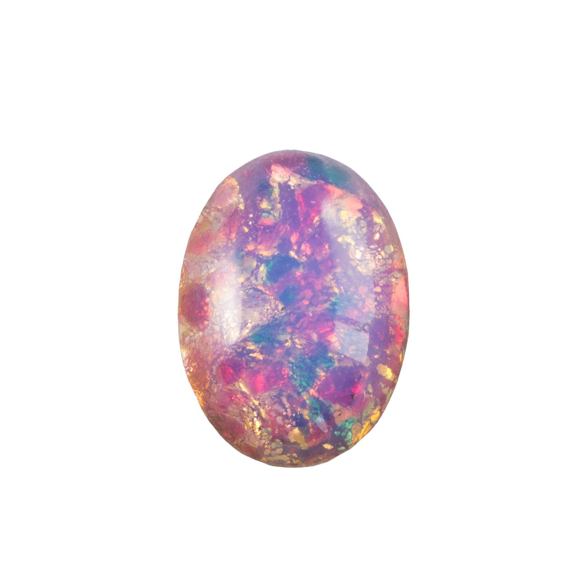 18x13mm Harlequin Fire Opal Glass Oval Cabochons (2)