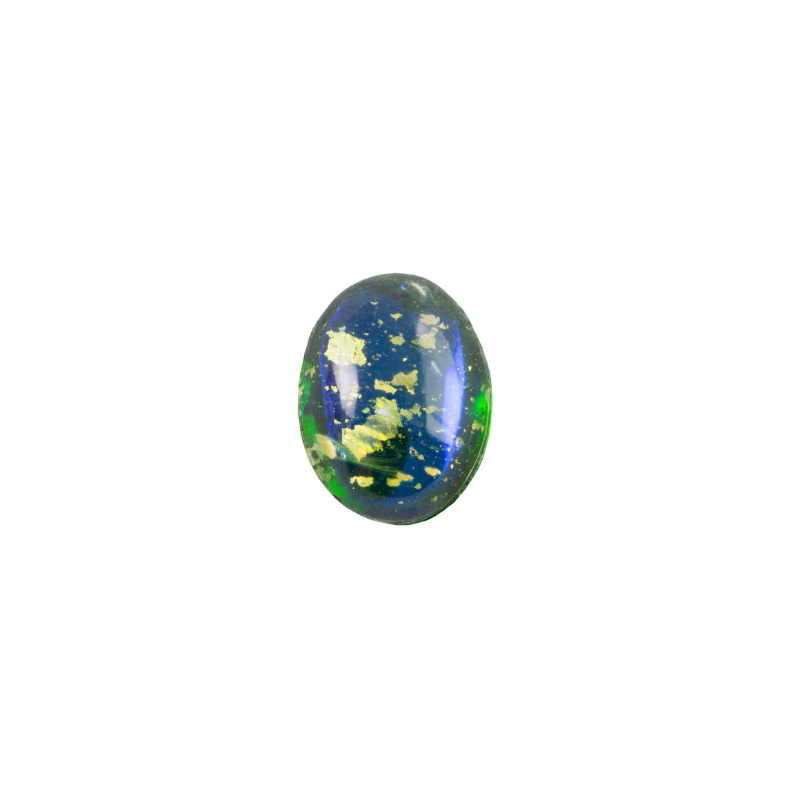 8x6mm Blue/Green Foil Opal Glass Oval Cabochons (6)