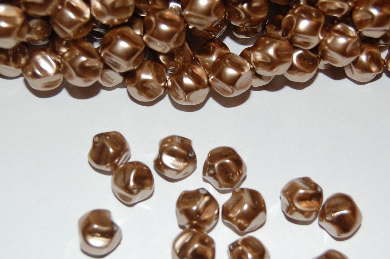 12mm Light Brown Baroque Pearl Glass Beads (10)