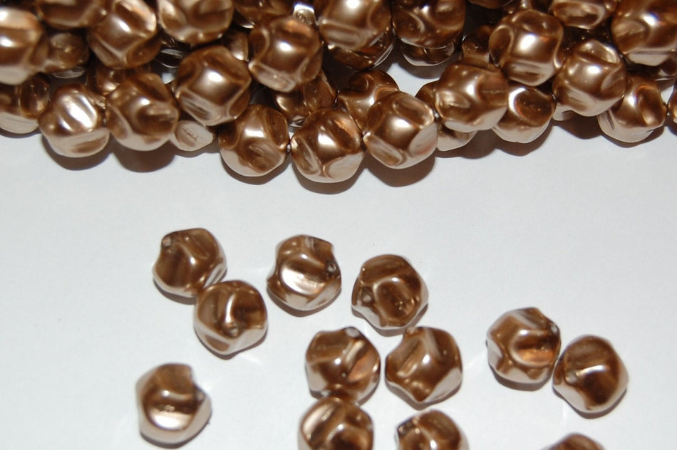 12mm Light Brown Baroque Pearl Glass Beads (10)