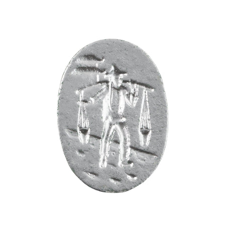 25x18mm Asian Figure Carrying Water Green and Gold Glass Oval Intaglio (1)
