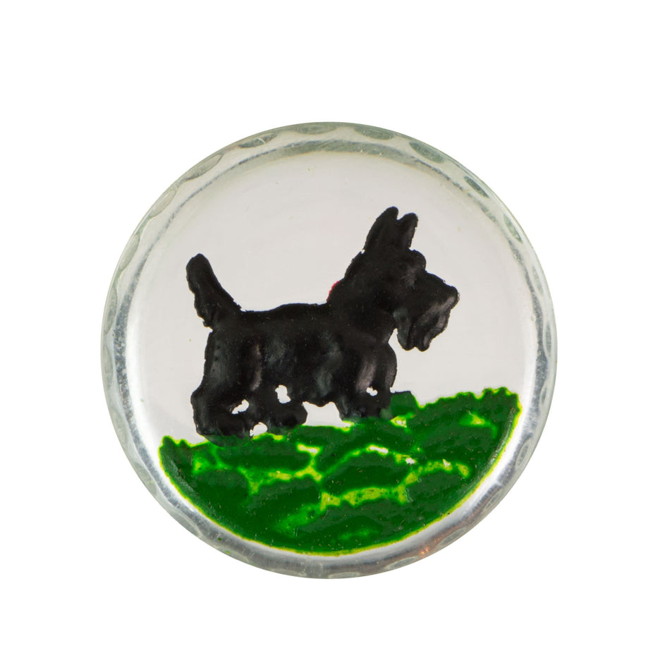 18mm Black Scottie Dog Glass Round Intaglio (1)