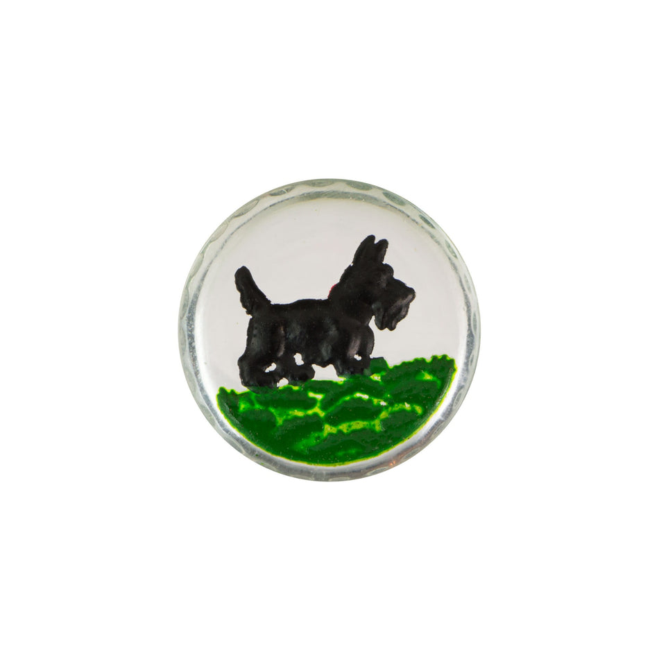 13mm Black Scottie Dog Glass Round Intaglios (2)