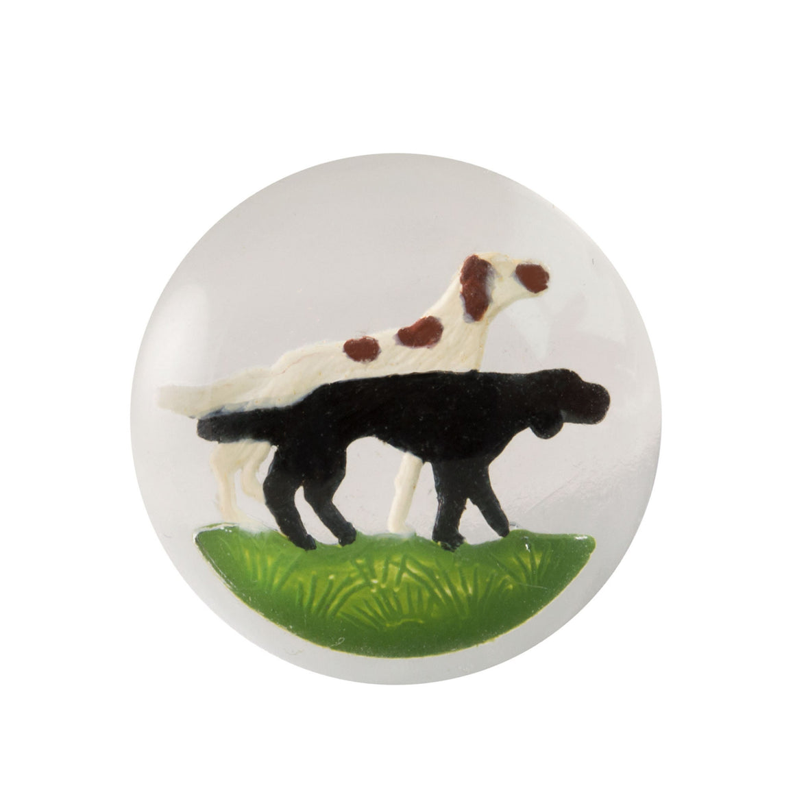 18mm White and Black Dogs Glass Round Intaglio (1)