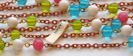 Vintage Pastel 8mm Glass Beaded Chain Japan chn018