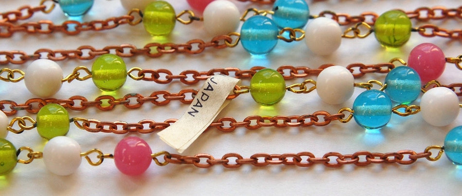 Vintage Pastel 8mm Glass Beaded Chain Japan chn018