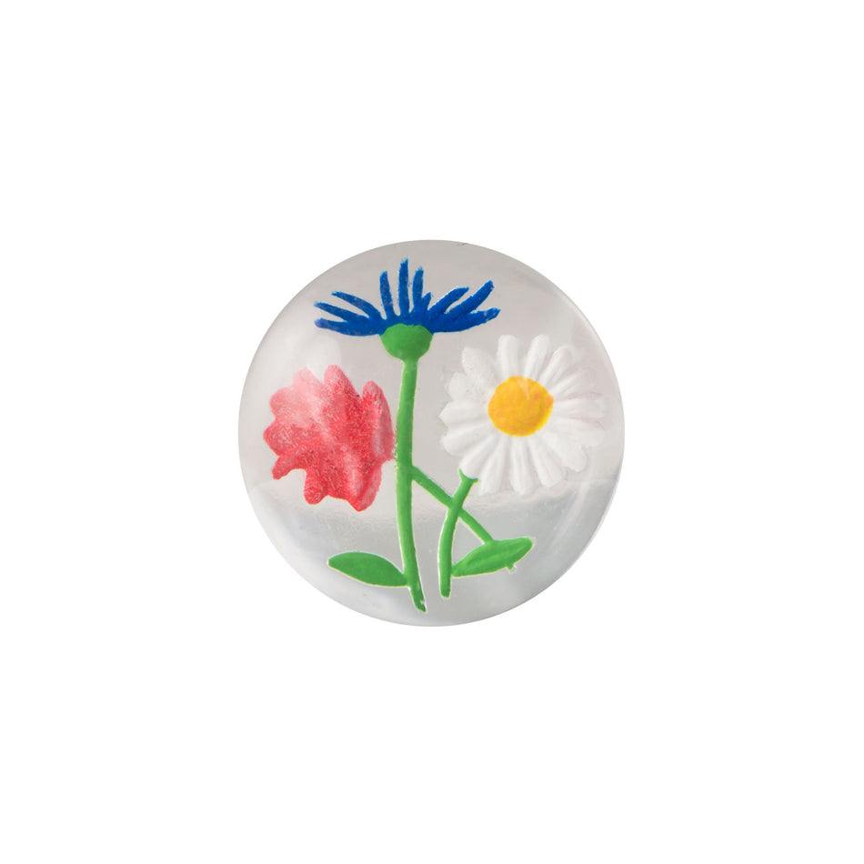 13mm Pink Blue and Daisy Flowers Glass Round Intaglios (2)