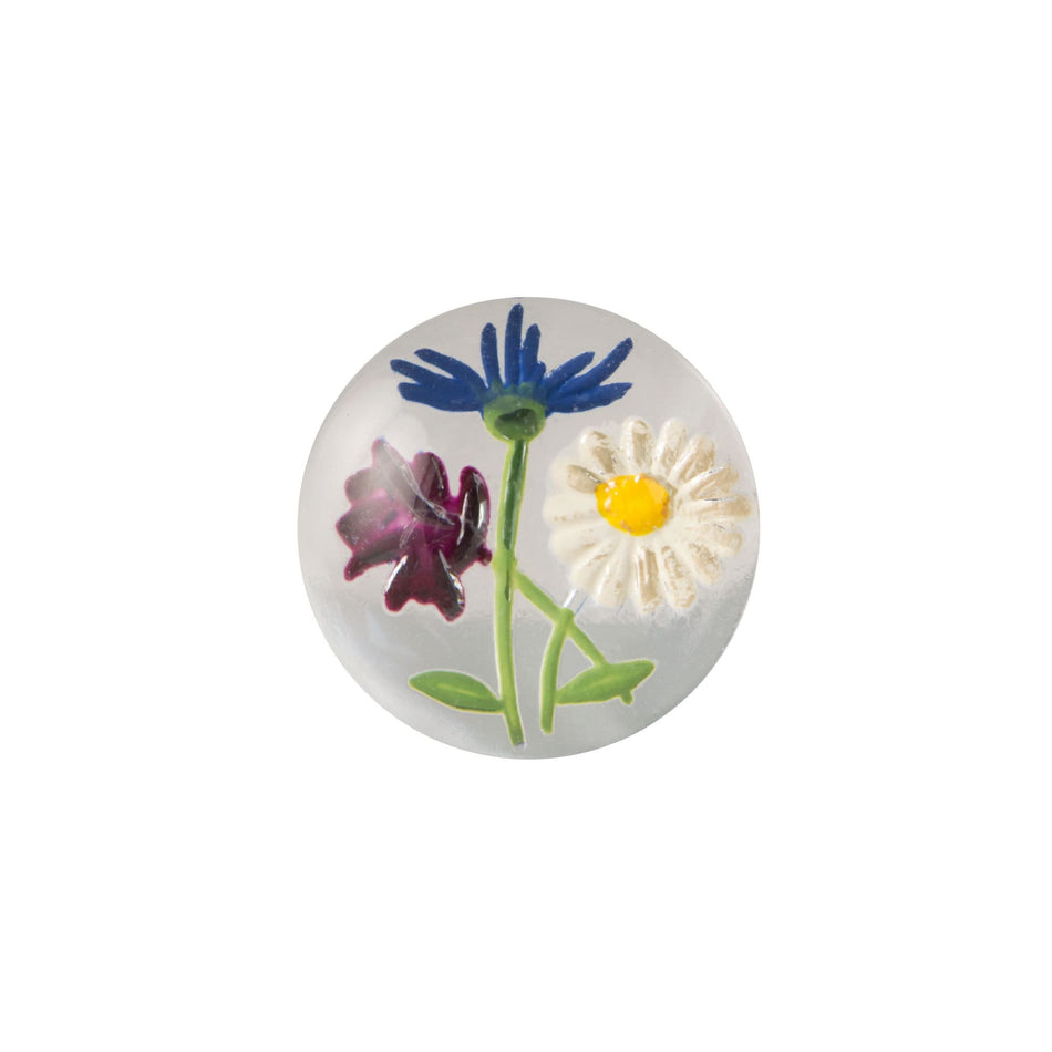 13mm Burgundy Blue and Daisy Flowers Glass Round Intaglios (2)