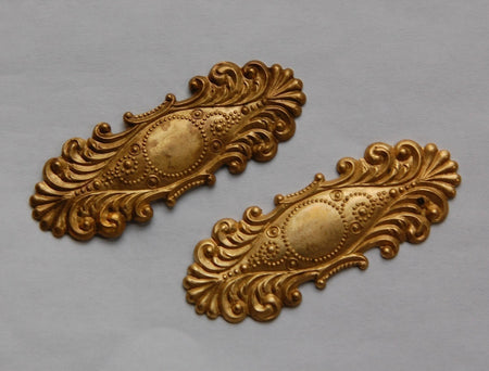 Raw Brass Ornate Bar Stamping 51x19mm (2)