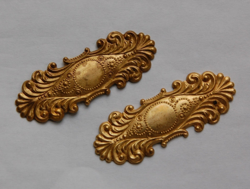 Raw Brass Ornate Bar Stamping 51x19mm (2)