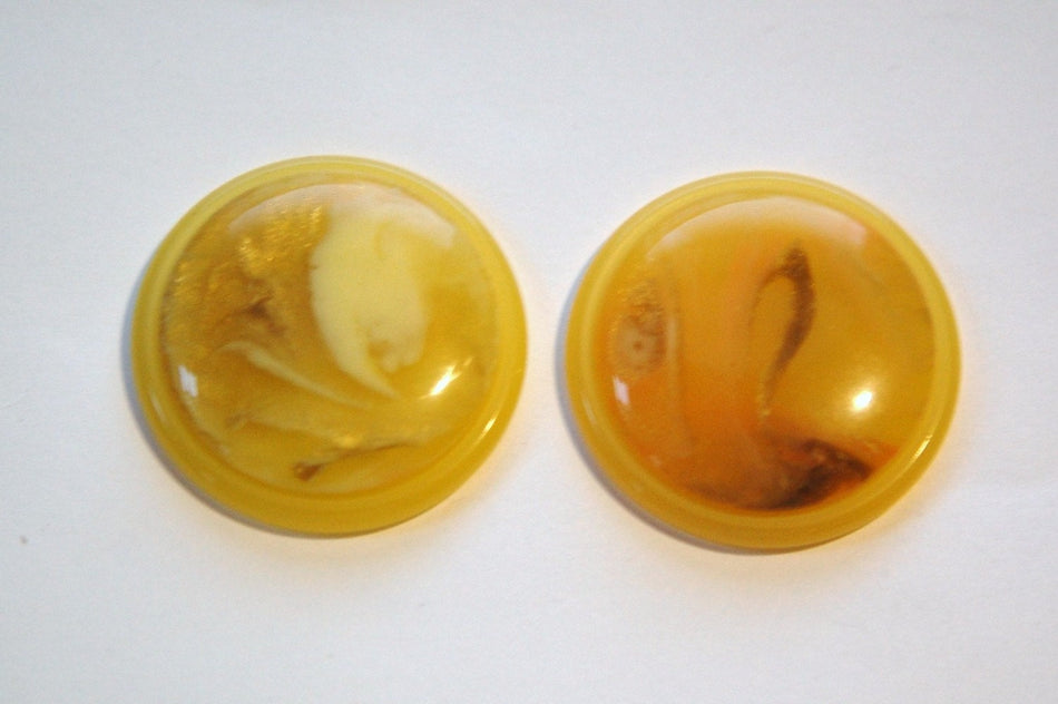 Vintage Yellow Peach and White Swirl 30mm Cabochons cab669B