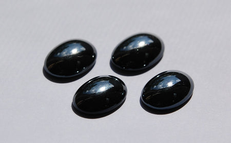 Vintage Hematite Black Glass Cabochon 18mm x 13mm cab578C