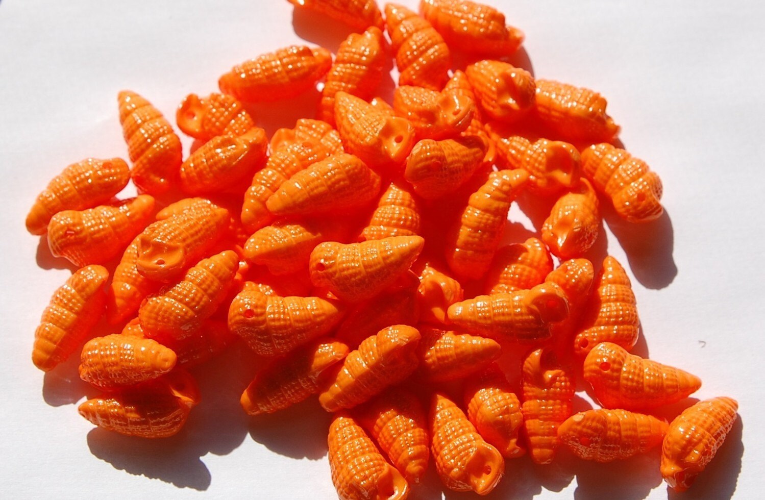 Vintage West German Acrylic Orange Seashell Charms 18x9mm (6) chr107E