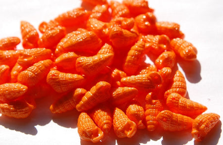 Vintage West German Acrylic Orange Seashell Charms 18x9mm (6) chr107E