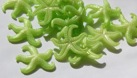 Vintage West German Lime Green Starfish Beads Charm 30mm (4) bds857
