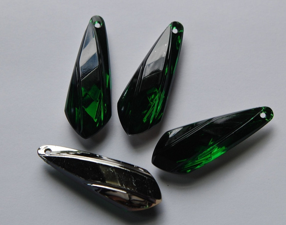 Vintage Green with Silver Backing Faceted Pendants pnd038