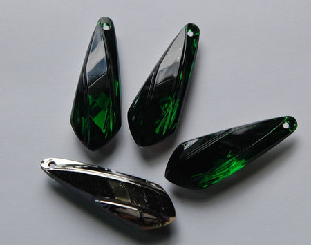 Vintage Green with Silver Backing Faceted Pendants pnd038